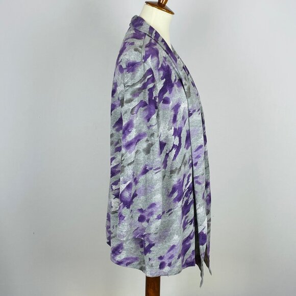 Alfred Dunner Faux Twinset Sz 2X Purple Gray Abstract Floral Lace Sequin Office - Picture 4 of 7